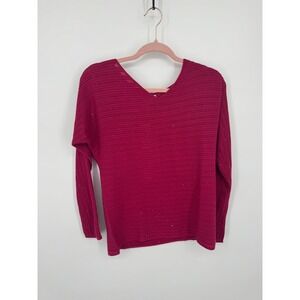 NWT Tommy Bahama Bonita Sequin Ottoman V-Neck Sweater Women's Small Tango Red